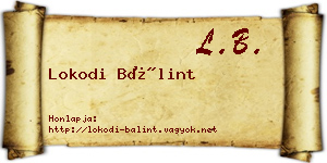 Lokodi Bálint névjegykártya